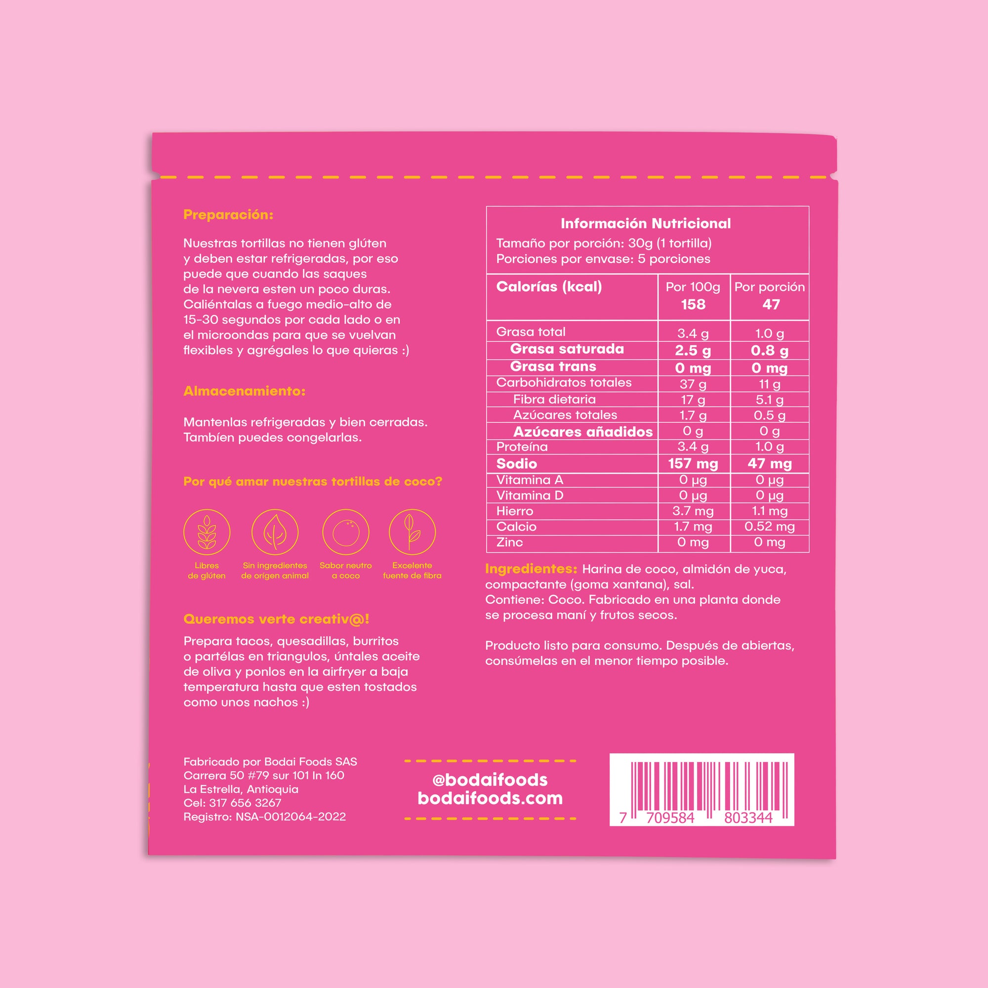 Tortillas de harina de coco