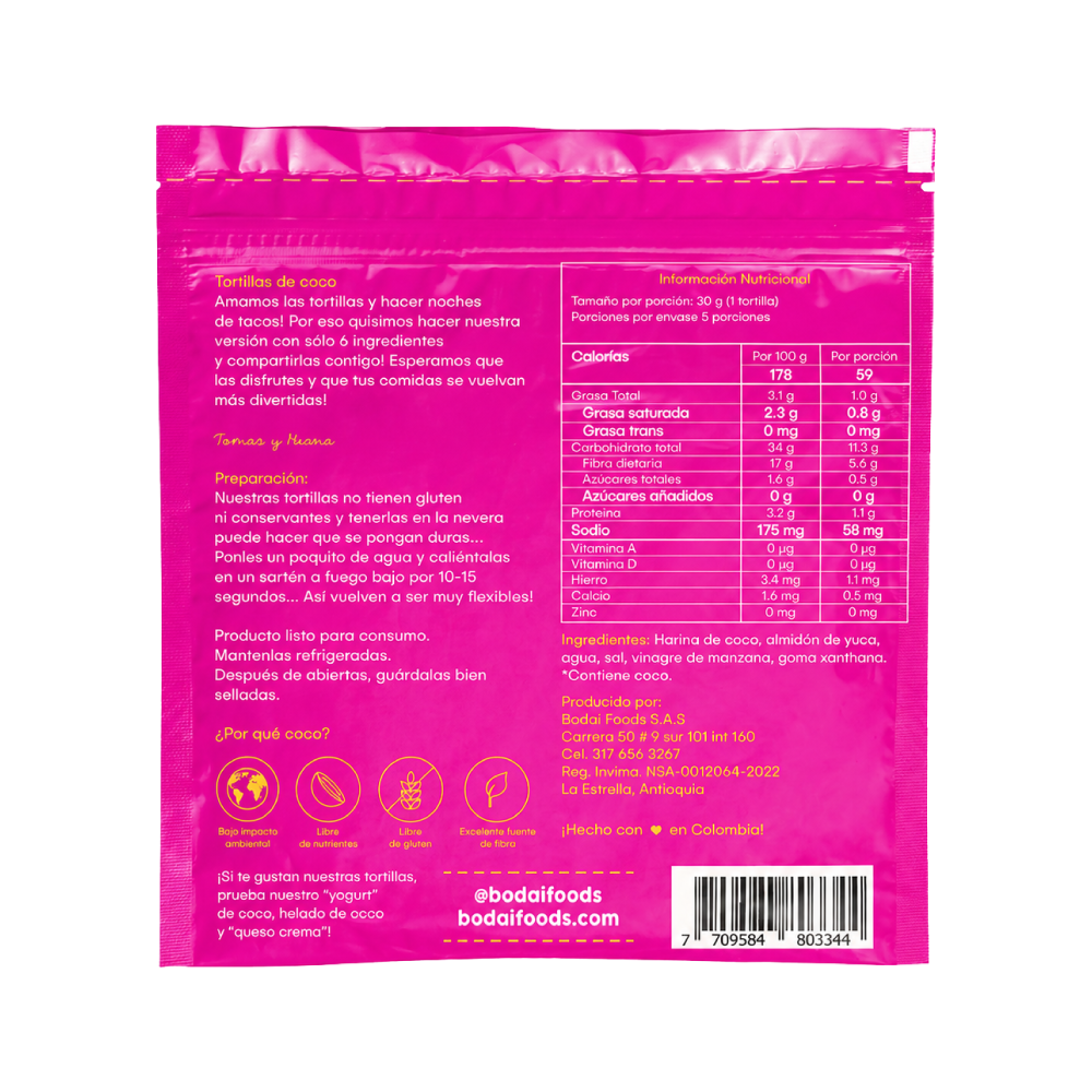 Tortillas de harina de coco