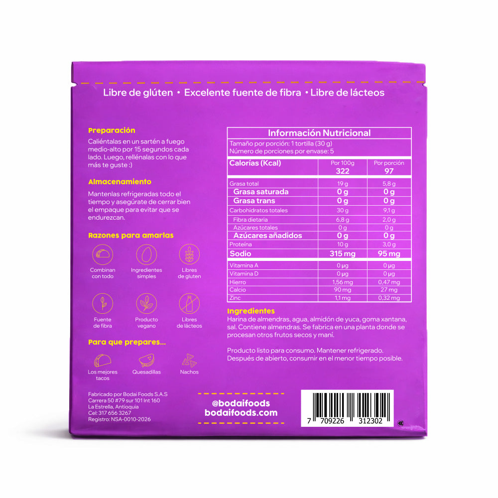 Tortillas de harina de almendras